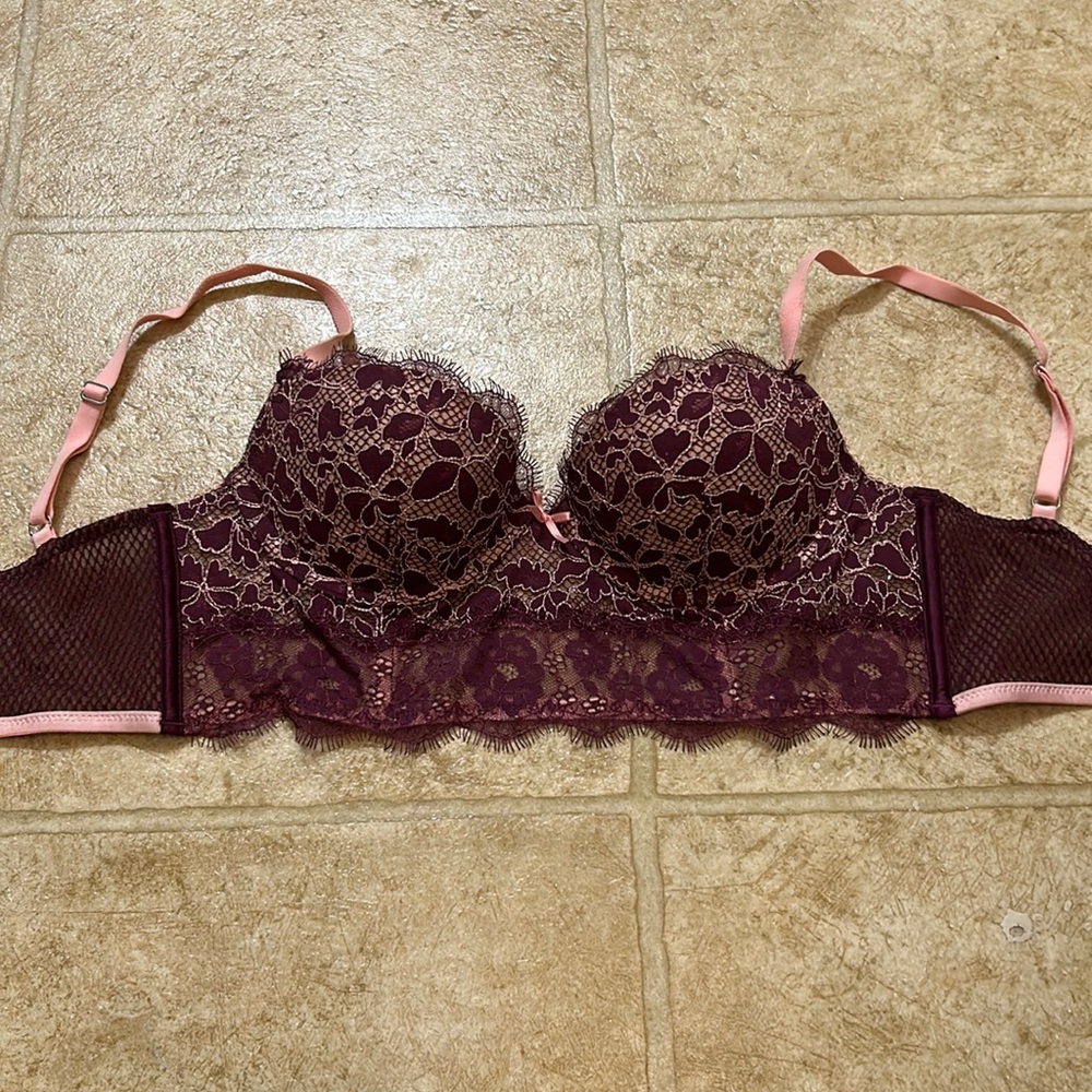 Victoria’s Secret pink and burgundy lace bra